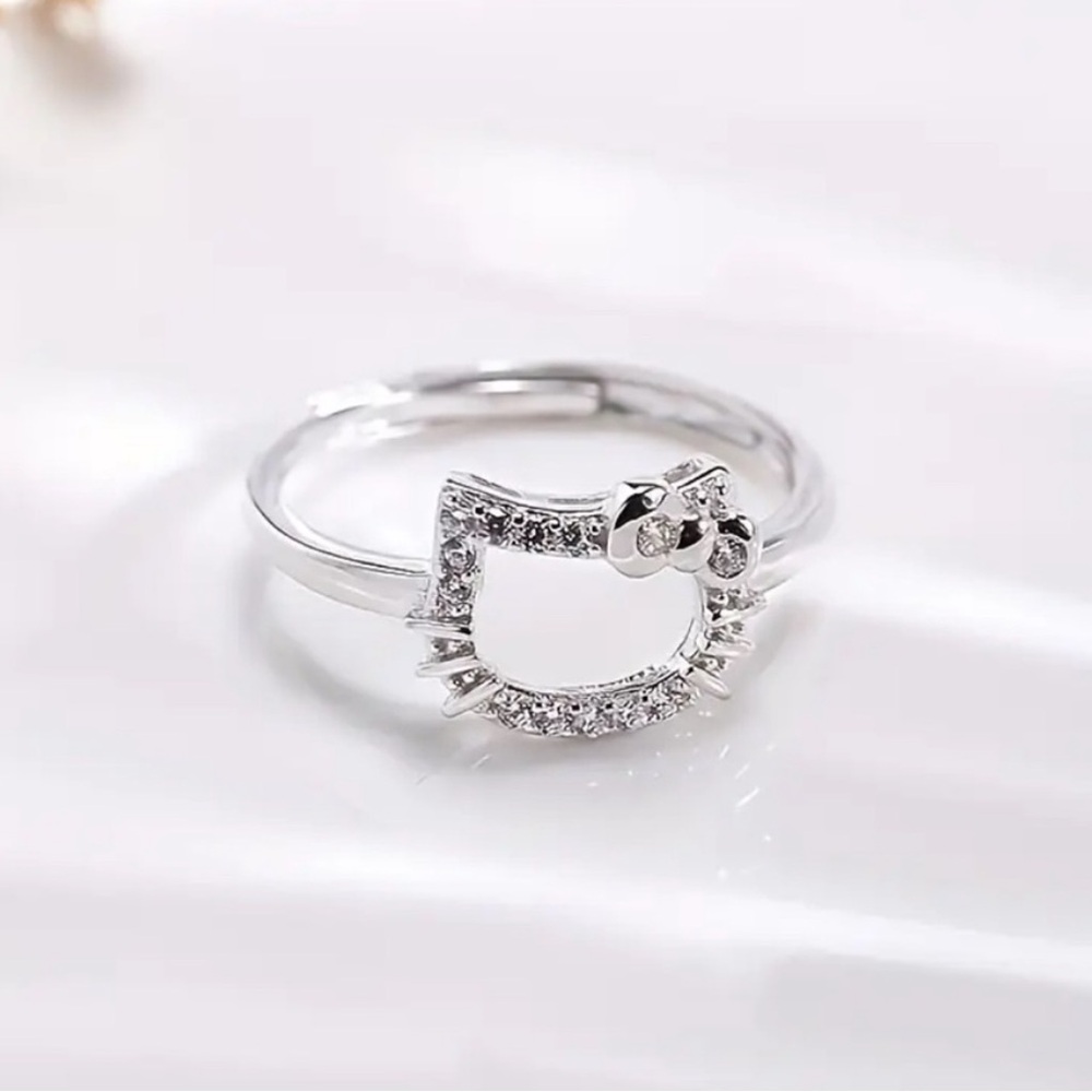 HELLO KITTY Silver Adjustable Cuff Ring